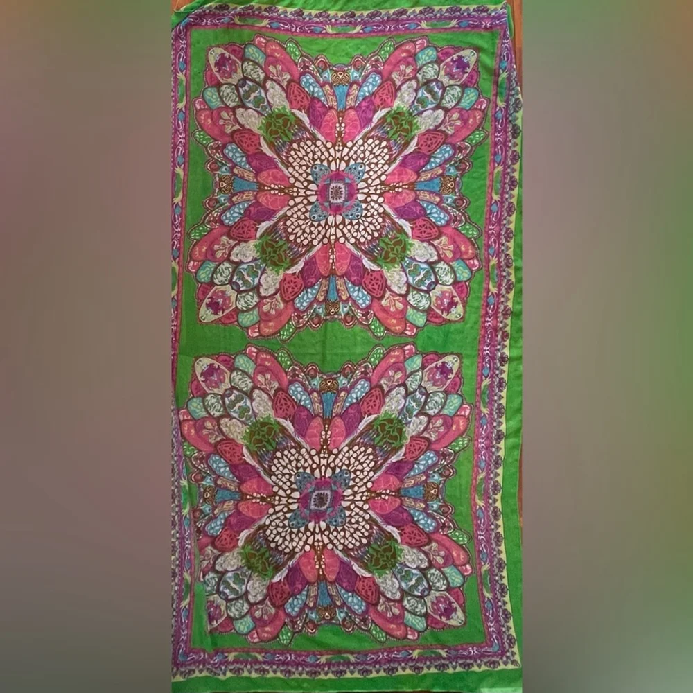 Emerald Green Oversized Statement Scarf Wrap 73” x 40” Boho Resort Luxe
